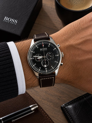 Relógio Hugo Boss Masculino Cronógrafo Couro Marrom