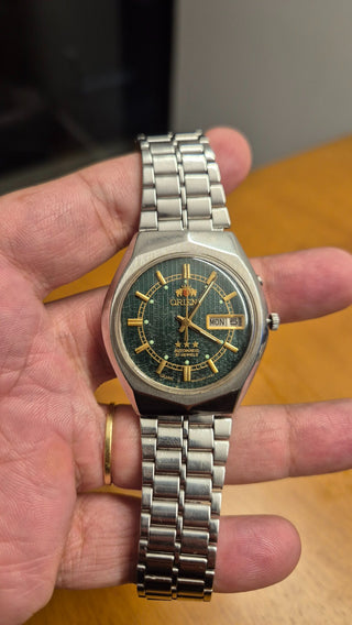 Orient 3 Estrelas - Caixa Lapidada - Modelo Raro - Mostrador Verde