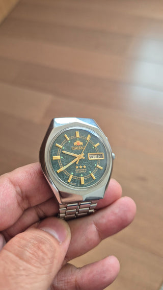 Orient 3 Estrelas - Caixa Lapidada - Modelo Raro - Mostrador Verde